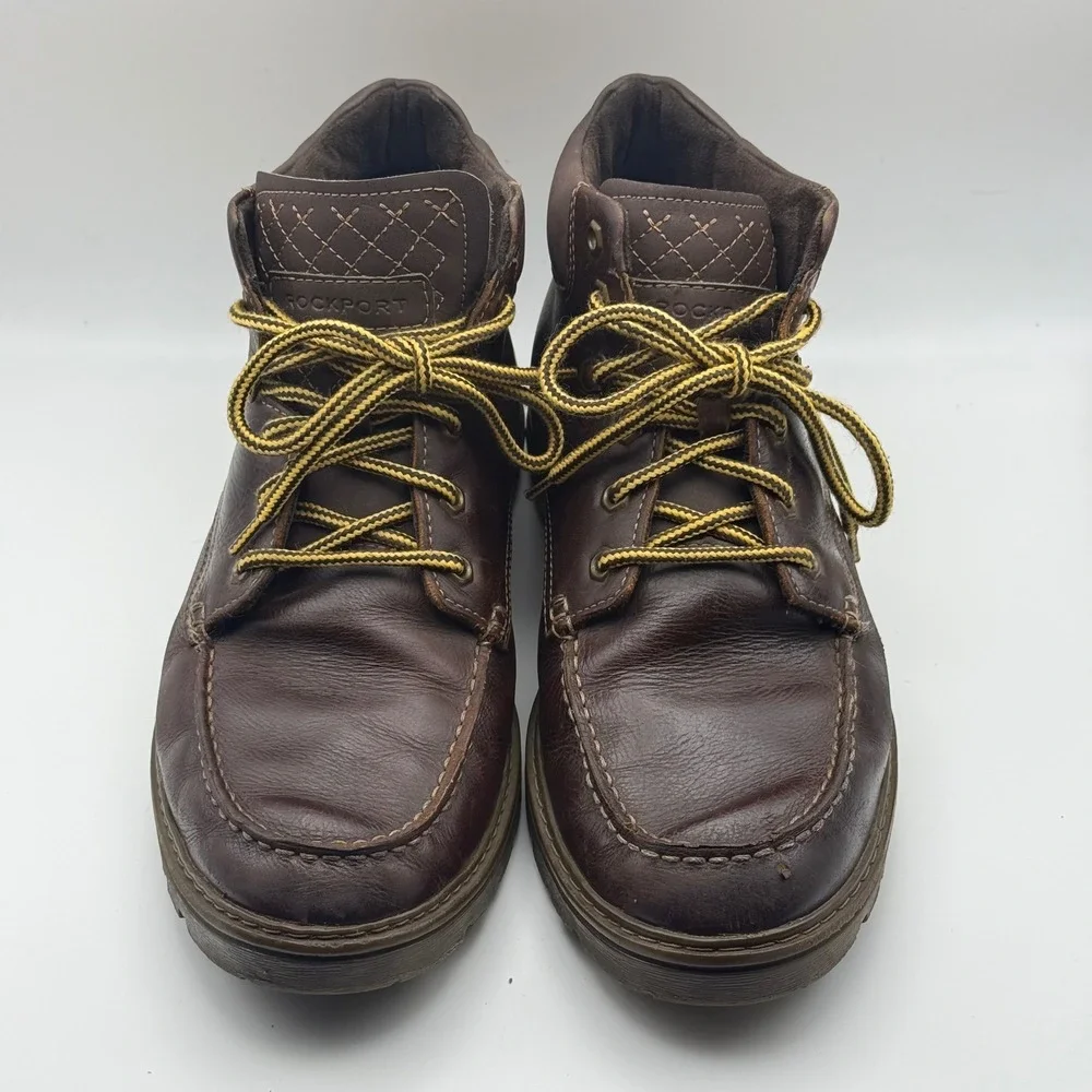 Rockport Storm Surge Brown Leather Water Resistant Moc Toe‎ Boots  Mens 11